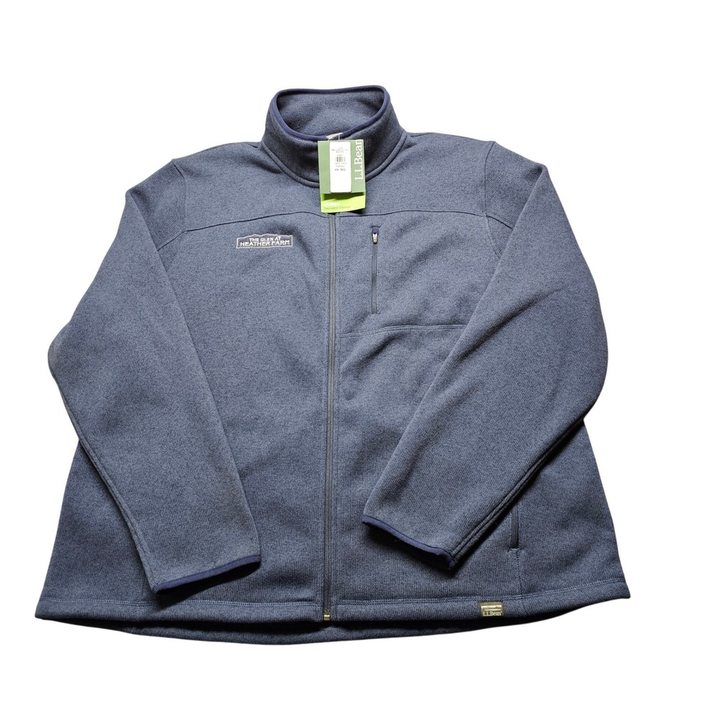 NWT LL Bean Sweater Fleece Jacket XXL Bright Navy Full Zip Mock Neck Preppy Mens